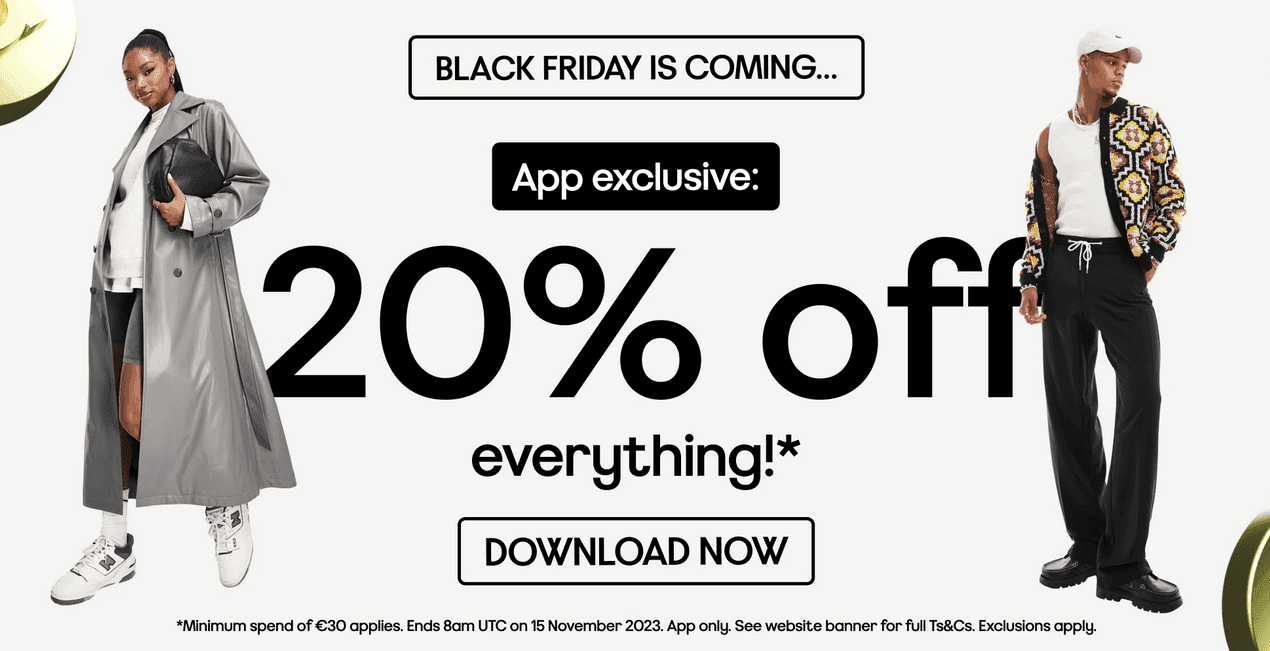 Εκπτωση 20% σε όλα μέσω της εφαρμογής του ASOS