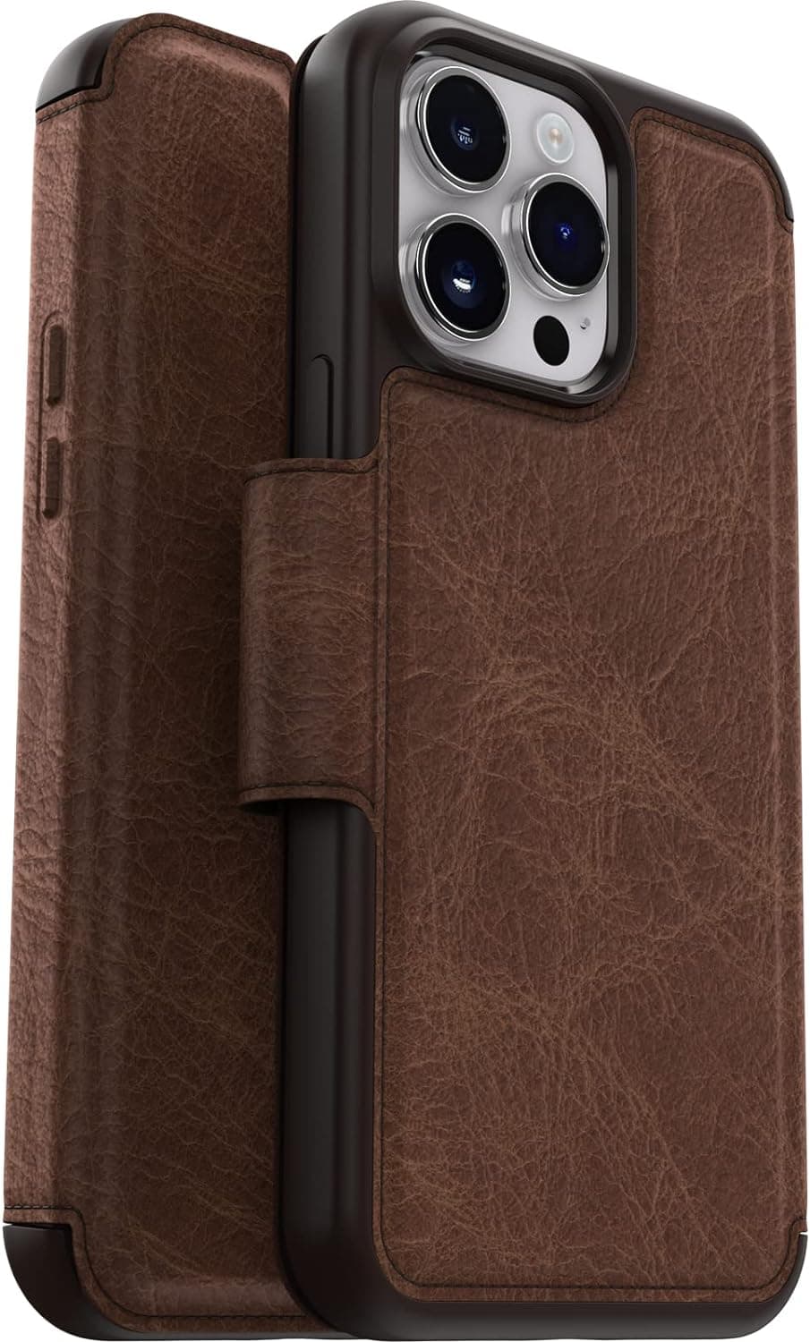 [Leather Folio Case] OtterBox Strada Case for iPhone 14 Pro Max [Black & Brown]