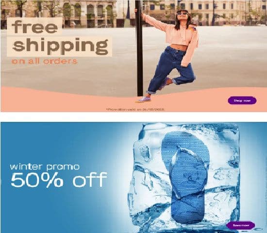 Δωρεάν μεταφορικά για σήμερα 26/12 και winter sales με 50% έκπτωση, Havaianas Store