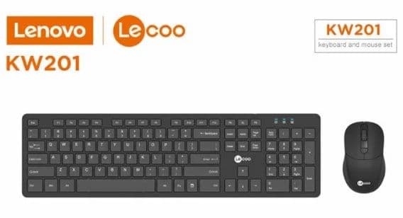 Lenovo Lecoo KW201 ασύρματο αθόρυβο σετ πληκτρολόγιο με 104 πλήκτρα και ποντίκι 2.4GHz Compatible USB στα 16,42€, Banggood