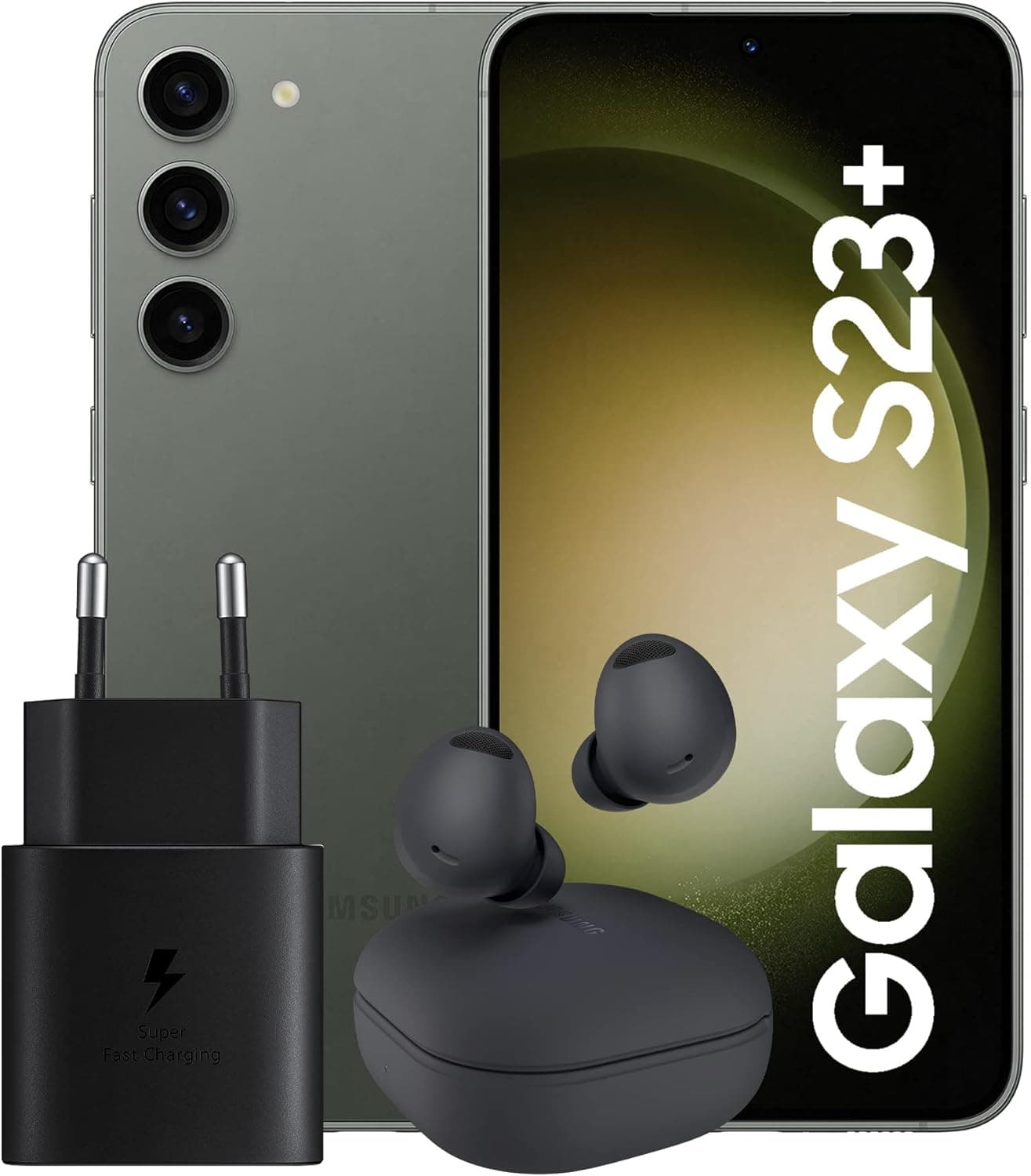 [Smartphone+Earbuds+Charger] Samsung Galaxy S23+ 8/256 Green / Cream + Samsung Galaxy Buds 2 Pro Graphite + Samsung 25W USB-C Charger (EP-TA800N)