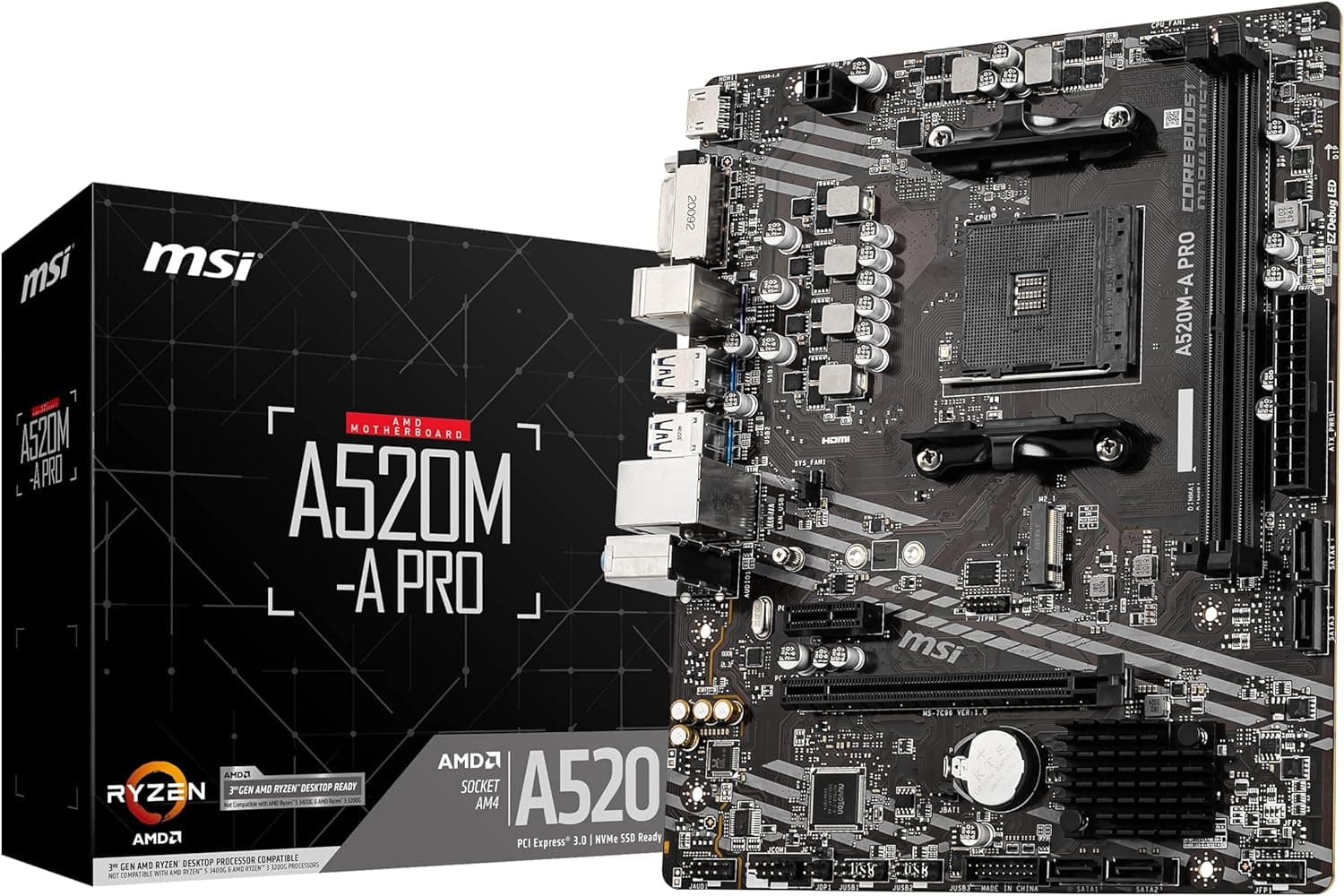 [Motherboard AM4] MSI A520M-A PRO, AM4 socket, A520 chipset, micro-ATX