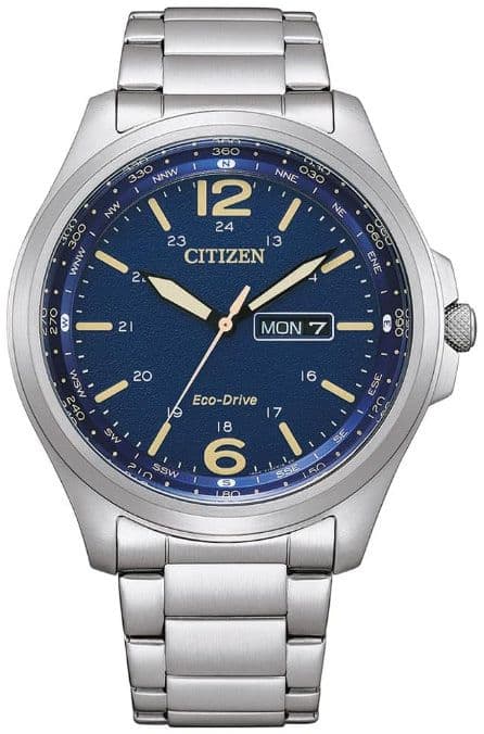 Citizen AW0110-82L ανδρικό Ρολόι Eco - Drive με Ασημί Μεταλλικό Μπρασελέ και μπλε καντράν στα 116,40€, από Amazon.es