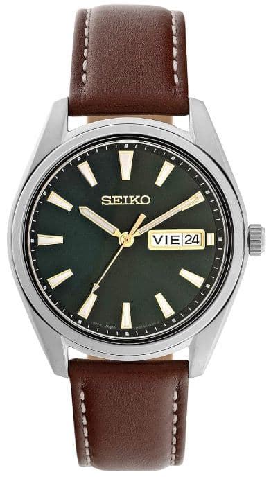 Seiko SUR455P1 Analogue Quartz Watch με Sapphire Crystal και Δερμάτινο Λουράκι σε καφέ χρώμα στα 118,35€, amazon.co.uk