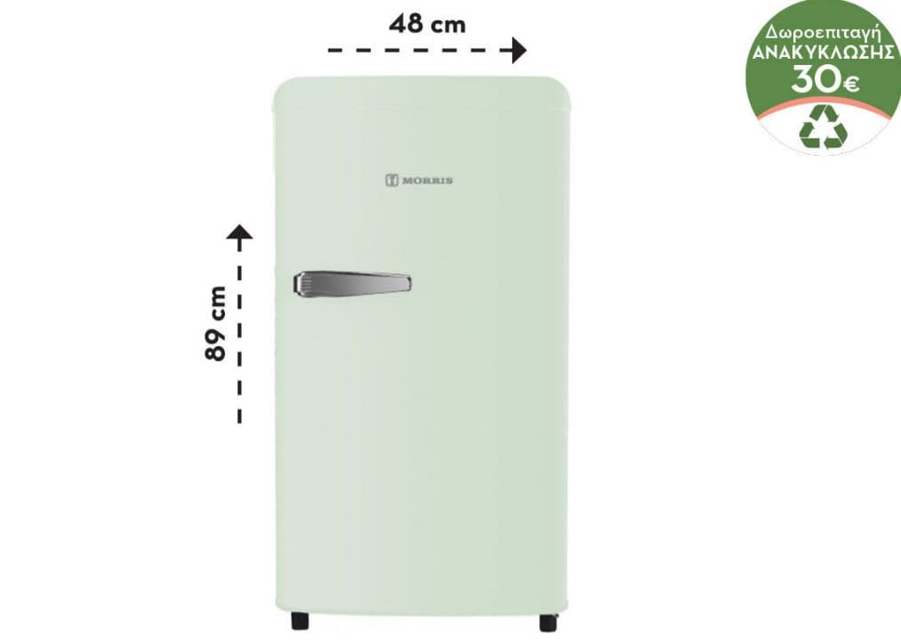 Morris Retro Series MRS-31082LG Ψυγείο Μονόπορτο Πράσινο Ανοιχτό στα 179€, από Praktiker