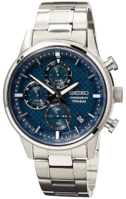 SEIKO Urban Sports SSB387P1 Ανδρικό ρολόι - Χρονογράφος από τιτάνιο και μπλε καντράν, 41,6mm στα 288,45€, από amazon.es