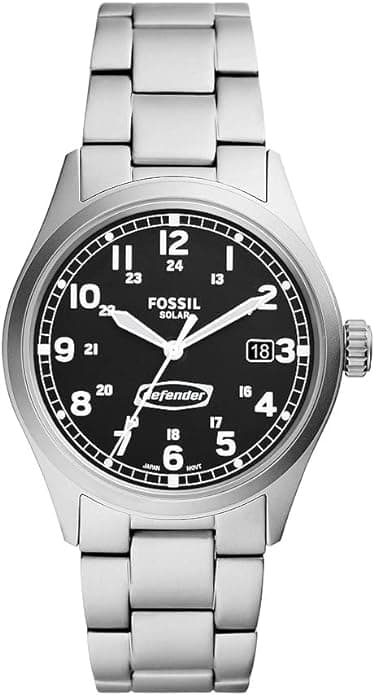 [Solar Powered Wristwatch] Fossil Mens Defender Solar Stainless Steel Watch 40mm, Silver [FS5973]