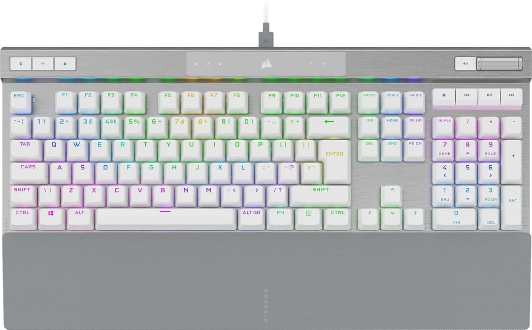 [Mechanical Gaming Keyboard] CORSAIR K70 PRO RGB, OPX Linear Switches, PBT Double-Shot Keycaps, iCUE Compatible, Qwerty UK [White] 