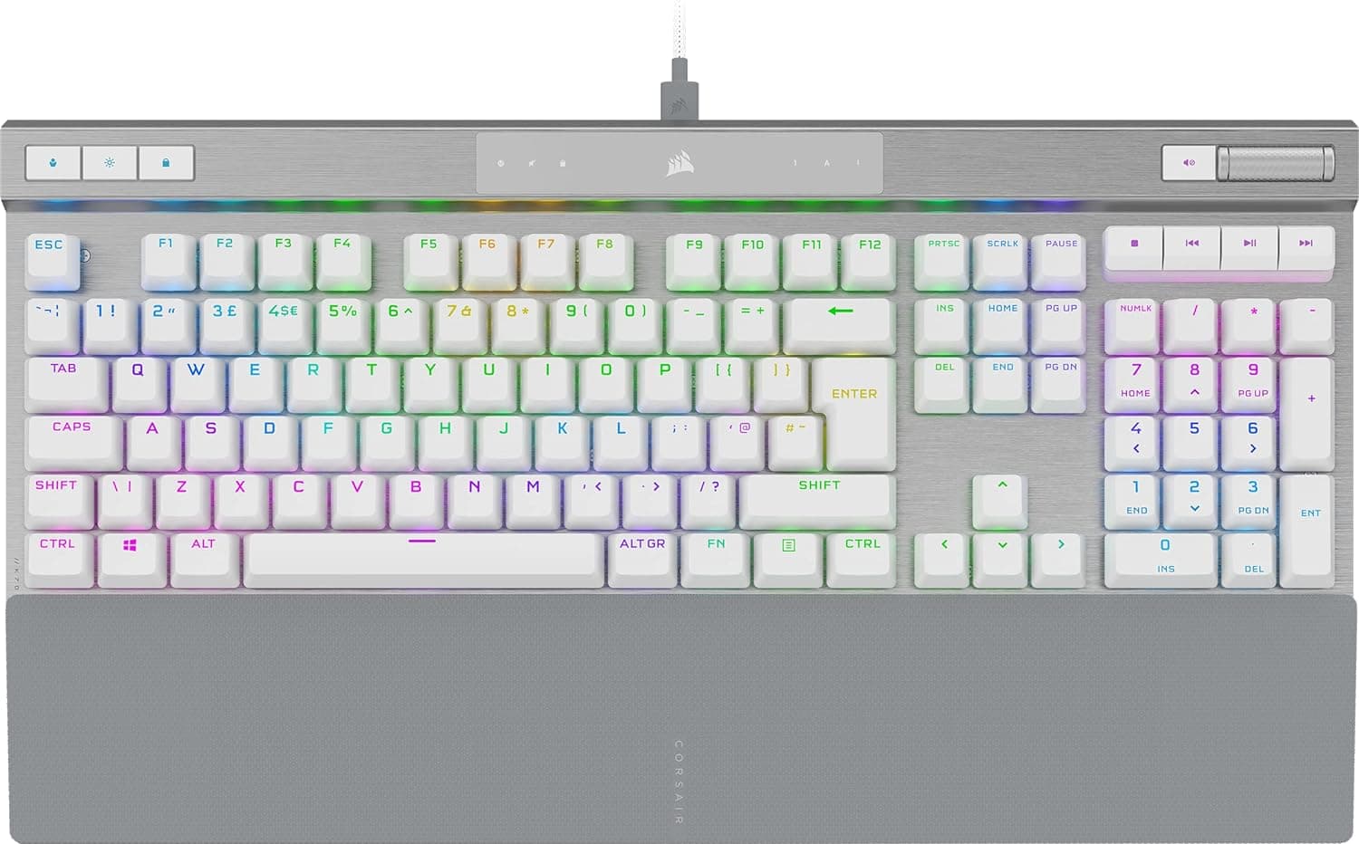 [Mechanical Gaming Keyboard] CORSAIR K70 PRO RGB, OPX Linear Switches, PBT Double-Shot Keycaps, iCUE Compatible, Qwerty UK [White] 