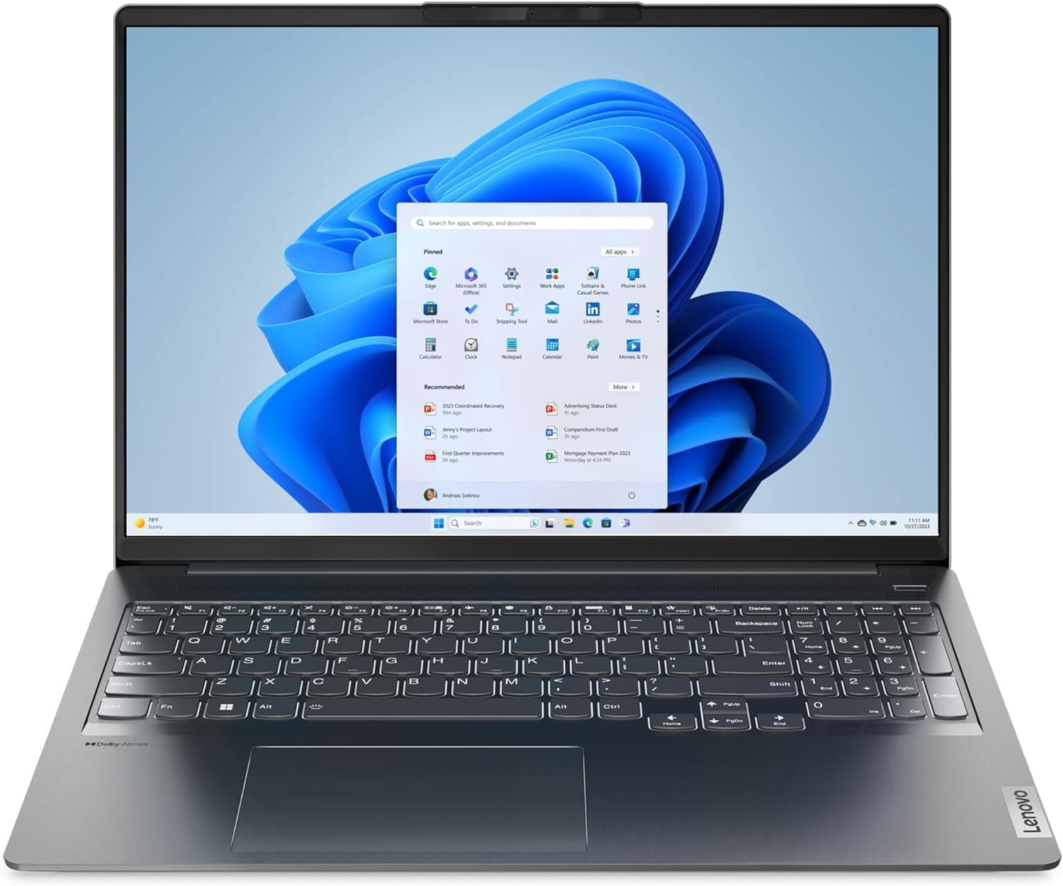 Lenovo IdeaPad 5 Pro 16 " 2.5K 120Hz 16:10 350Nits AMD 6800HS RTX 3050TI 16GB 512GB Aluminium Case Win11 Creator Edition (UK layout)