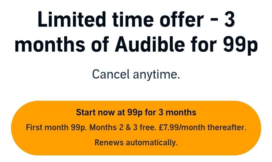 Audible 3 μήνες με μόνο 1.61€