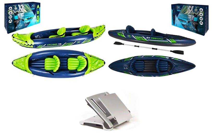 Σετ φουσκωτό κανό καγιάκ XQMAX Cruiser X2 στα 119,9€-Σετ φουσκωτό κανό καγιάκ XQMAX Cruiser X3 στα 139,9€-Bάση για Notebook Targus Ergo D-Pro στα 9,9€