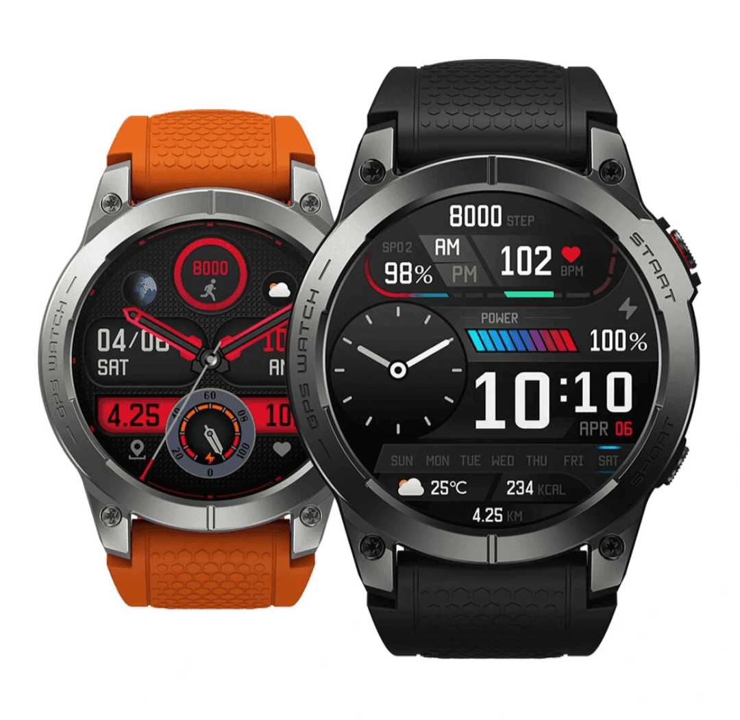 Zeblaze Stratos 3 Premium 46mm Smartwatch with AMOLED/GPS/Bluetooth Calls (Black-Orange)