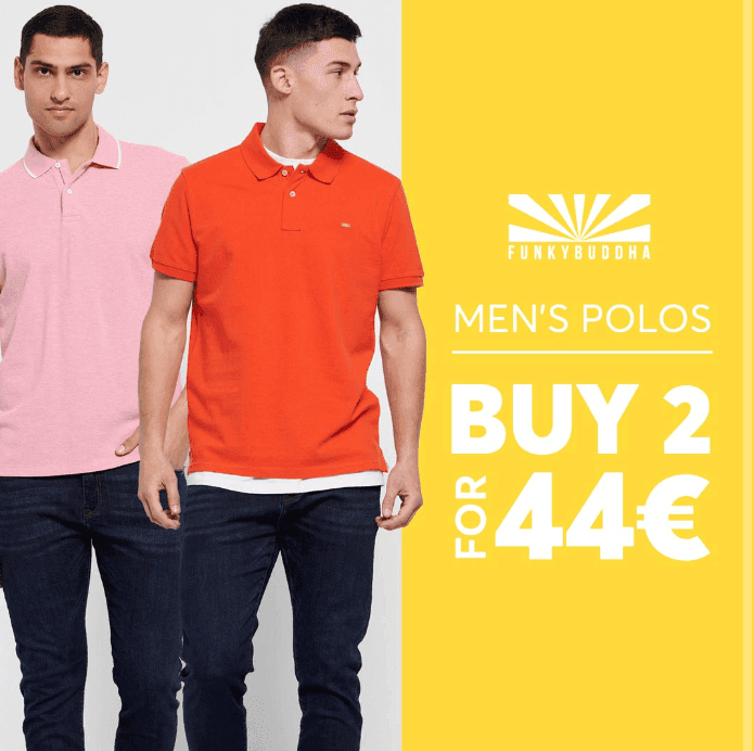 Funky Buddha δωρεάν μεταφορικά & 2 ανδρικά polo shirts με 44€ 