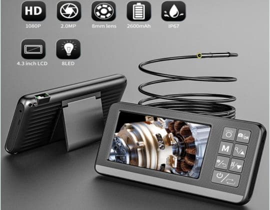 8mm Dual Lens Industrial Endoscope Camera 1080P HD 4.3 " LCD Digital Inspection Camera, 10 meters στα 26,97€, Banggood