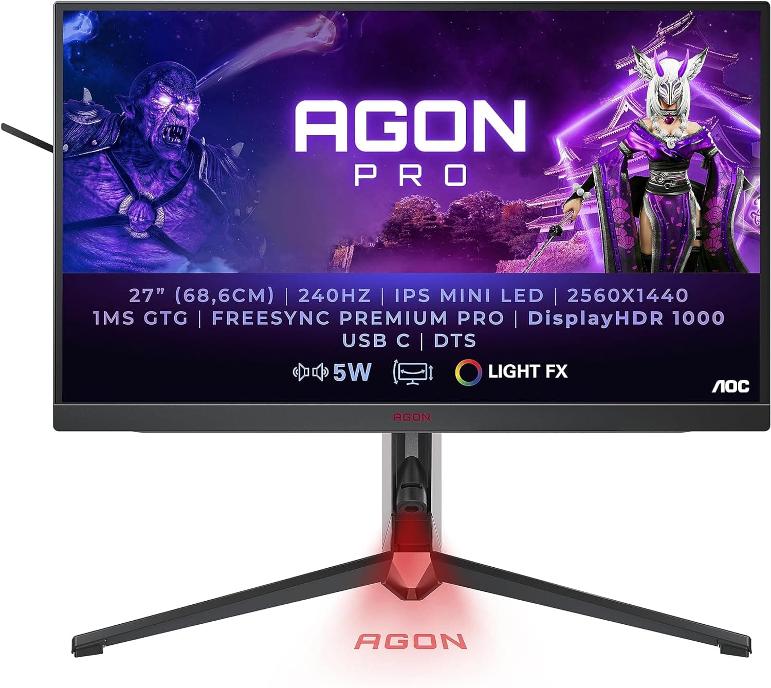 [Mini LED Gaming Monitor] AOC AGON Pro AG274QZM [27" QHD, IPS, Mini LED, 240hz, HDR1000]