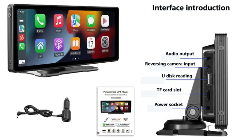 iMars 11,26'' touch screen bluetooth Car MP5 Player|1920x720 IPS HD Portable with Carplay Mirrorlink, Android Auto|WiFi FM Transmission Built-in 1W Speaker