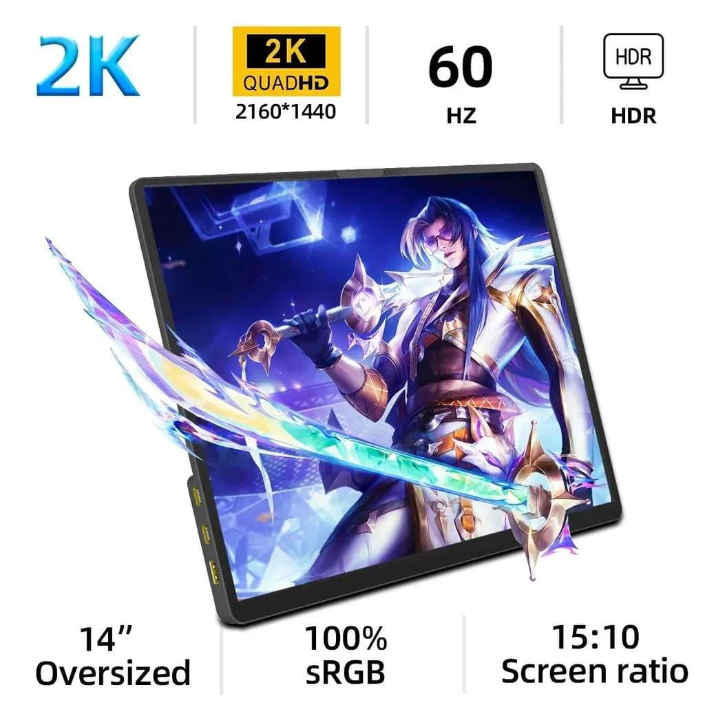 [Portable Monitor] Zsus 14" 2160 * 1440, IPS,100% sRGB, 15:10 Aspect Ratio