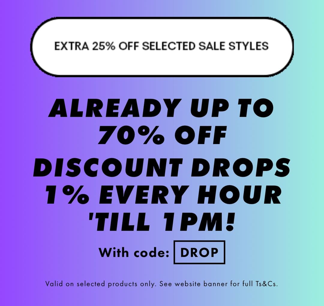 -25% extra στο ASOS σε επιλεγμένα είδη που είναι ήδη σε έκπτωση έως -70% (το ποσοστό μειώνεται κατά 1% ανά ώρα και θα παραμείνει σταθερό στο -20% από τις 15.00)