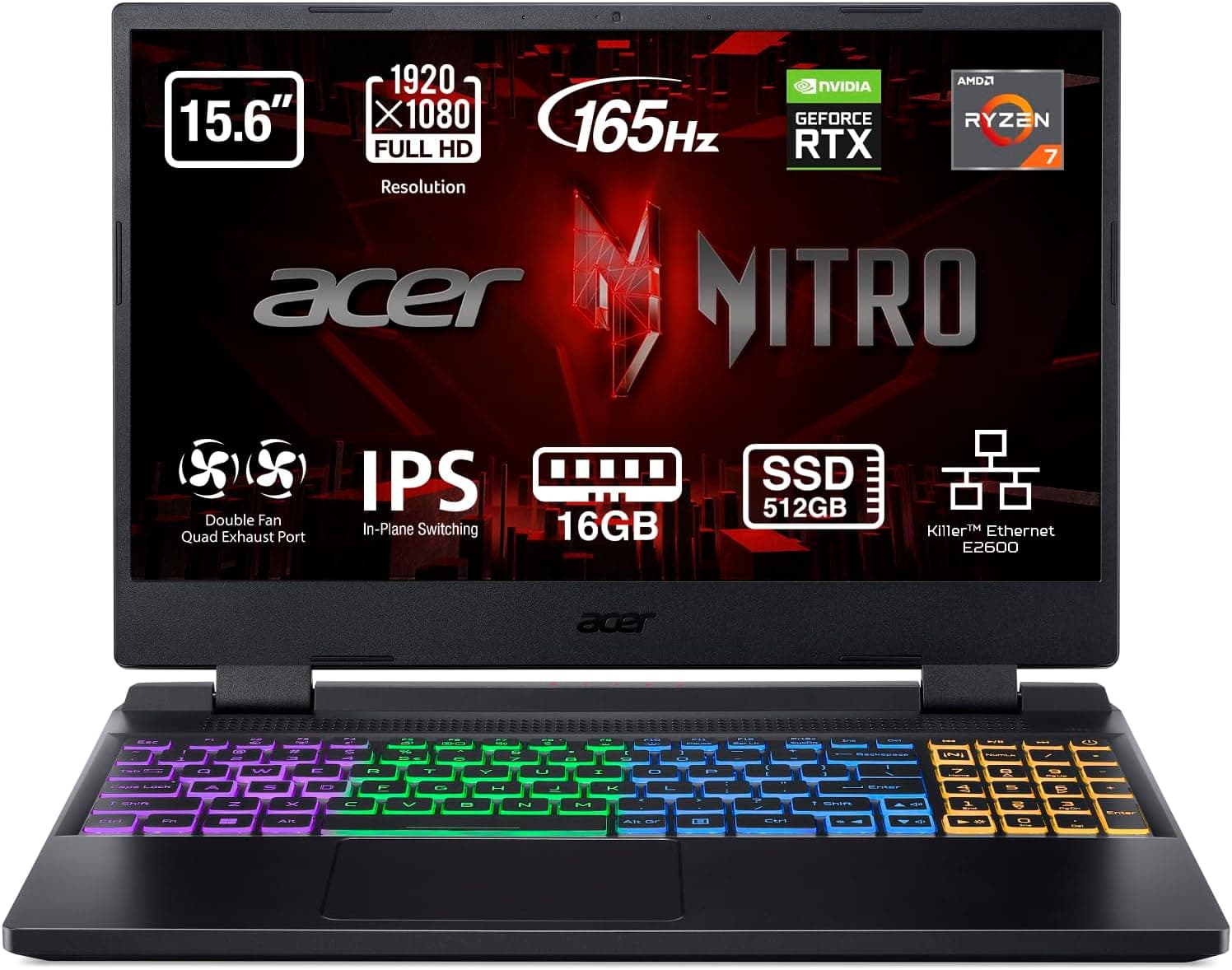 Acer Nitro 5 AN515-46 (15.6" FHD IPS 165Hz / Ryzen 7 6800H / 16GB / 512GB / RTX 3060 / No OS / QWERTY ES)