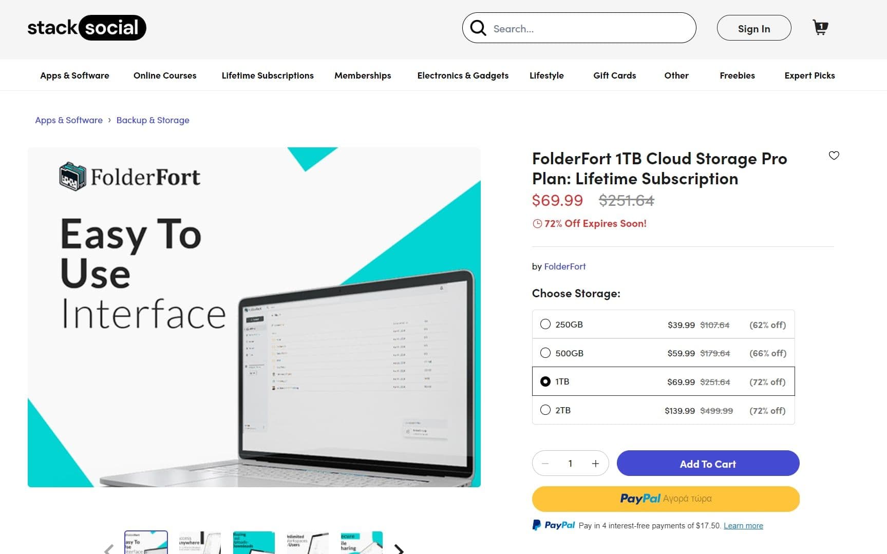 1 ή 2 TB Cloud Storage lifetime άδεια στο FolderFort μέσω StackSocial
