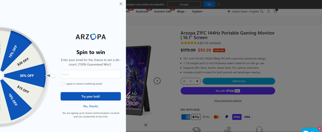 Προσφορές σε Portable monitors Arzopa 