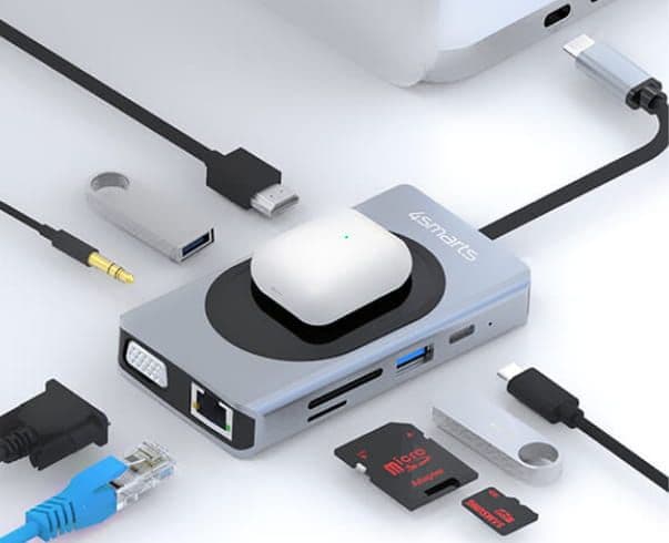 4SMARTS 9IN1 HUB WIRELESS QI CHARGER 15W, USB-C PD 3.0 έως 100W, SAMSUNG DEX 4K HDMI + VGA + LAN GREY στα 27,45€, e-shop specials