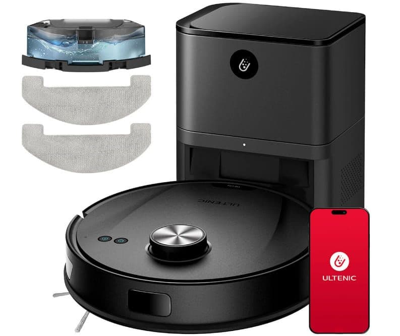 Ultenic T10 Lite Robot Vacuum Cleaner|LiDAR Navigation|4.5KPa Suction|Dual Spin Mops|Self-empty|Matrix Clean|Up to 180min Runtime|2L Dustbin|APP Control/Alexa/Siri/IFTTT|for All Floors Pet Hair Black
