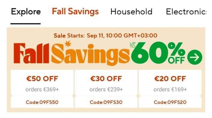 Aliexpress Fall Saving με νέους κωδικούς έκπτωσης