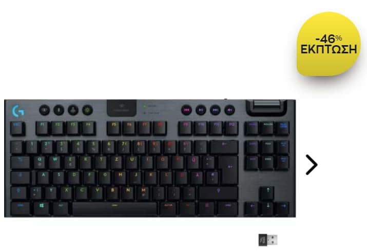Logitech G915 TKL Ασύρματο Gaming Μηχανικό Πληκτρολόγιο Tenkeyless με GL Tactile διακόπτες και RGB φωτισμό (US) στα 140€, Public 