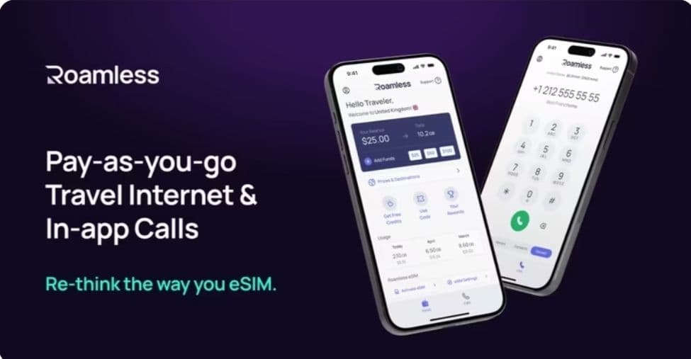Περιαγωγή eSIM έως 2 GB δωρεάν παγκοσμίως Roamless, μόνο για νέους πελάτες 5$ πιστωση
