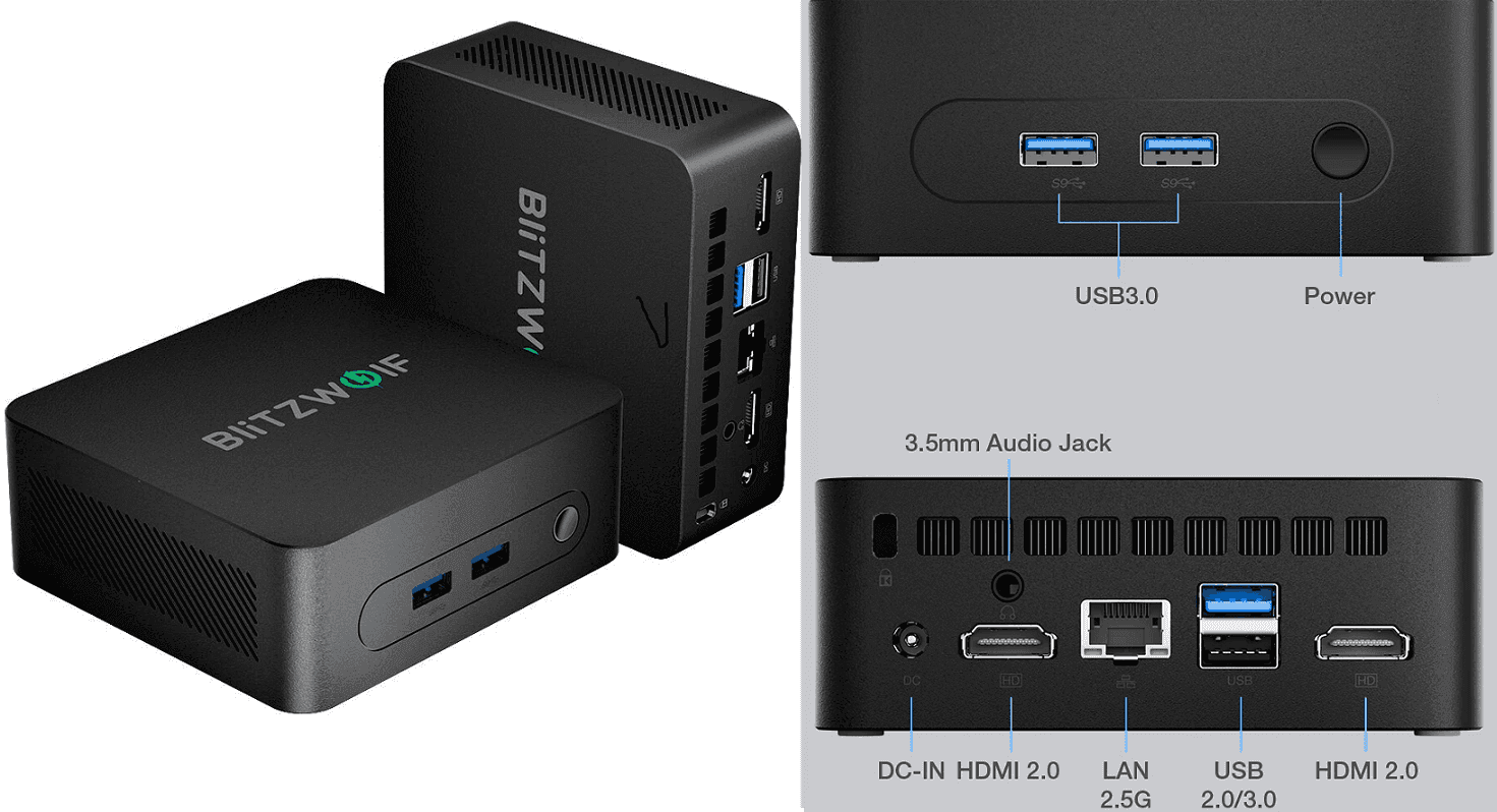 Mini PC Blitzwolf BW-MPC2 Intel N100 | 16 GB RAM | 512 GB SSD | 2.5GbE | Windows 11 