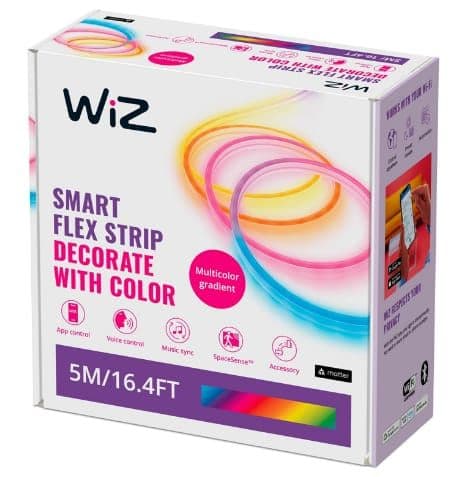 WiZ Smart Flex Neon LED Strip Light, 5m, 16 Million Colours, Dynamic Light Scenes, Connects to Your Wi-Fi, Voice/App Control, Works with Google Home, Alexa στα 45,39€