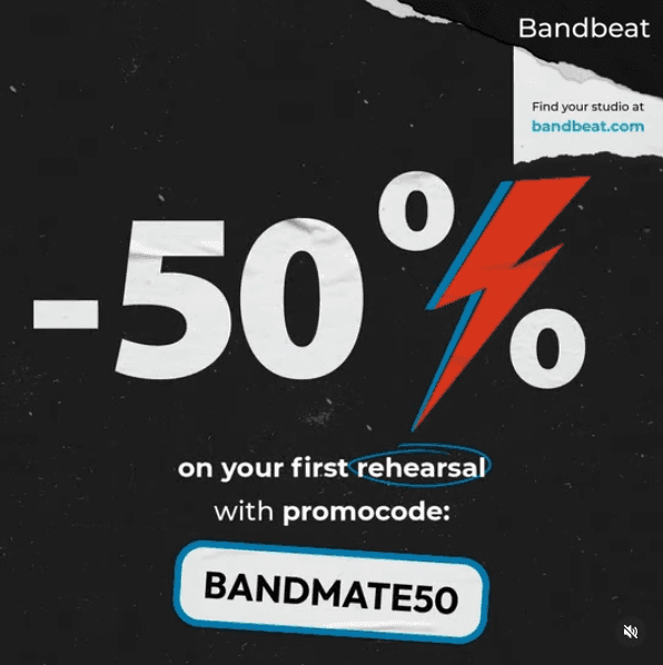 50% σε μουσικές πρόβες | Bandbeat