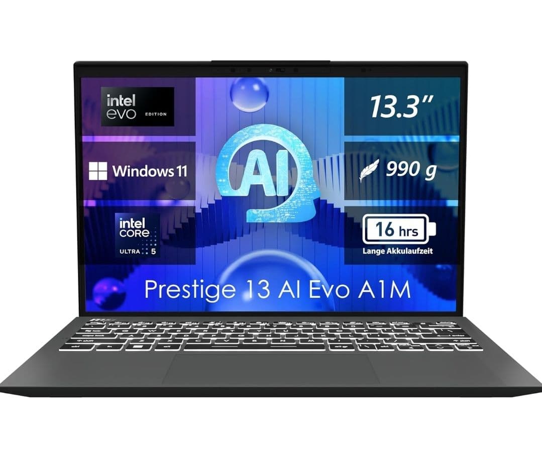 Φορητός υπολογιστής MSI Prestige (OLED 13,3 " 2.8K,  Intel Core Ultra 5, 16GB LPDDR5, 512GB, Wi-Fi 7, QWERTZ) 728.36€