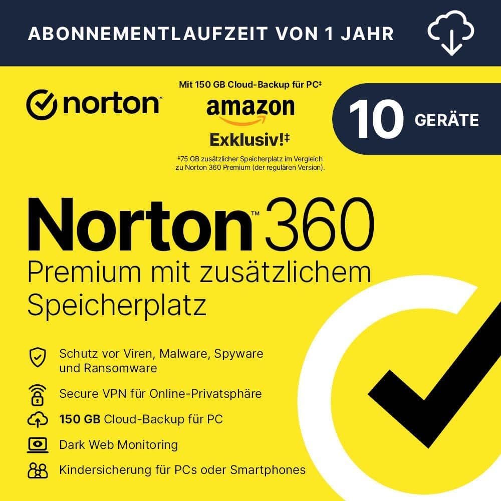Amazon.de Norton 360 10 Αδειες για 1 έτος +75Gb cloud  @16,67€