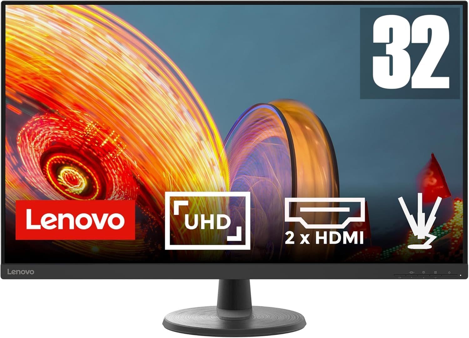Lenovo D32u-45 | 31.5 Inch 4K Monitor | 3840 x 2160 | 60Hz | 250 nits | 4ms Response Time.