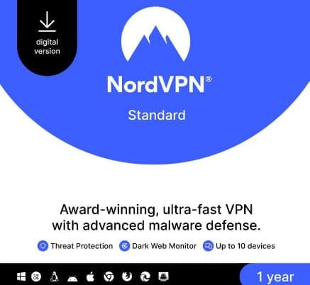 NordVPN Standard VPN & Cybersecurity (Digital Code), 10 Devices, 1-Year, Digital Code στα 38,86€, amazon.co.uk