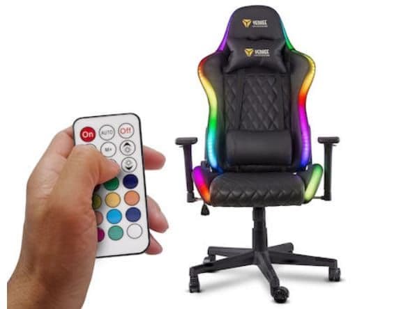 Yenkee YGC 300RGB Καρέκλα Gaming Δερματίνης με Ρυθμιζόμενα Μπράτσα και RGB Φωτισμό Μαύρη στα 159,56€
