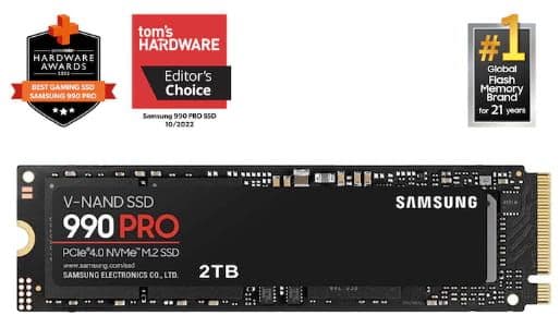 Samsung 990 PRO NVMe M.2 SSD, 2TB, PCIe 4.0, 7450MB/s Read, 6900MB/s Write στα 147,55€, amazon.de