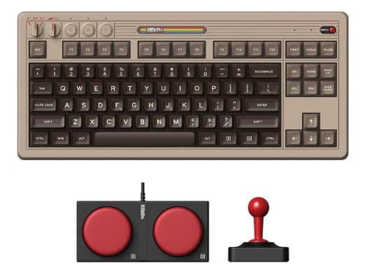 8BitDo Retro C64 Edition - QWERTY Mechanical Keyboard, Bluetooth/2.4G/USB-C Hot Swappable Gaming Keyboard with 87 Keys, Dual Super Buttons and Super Stick 