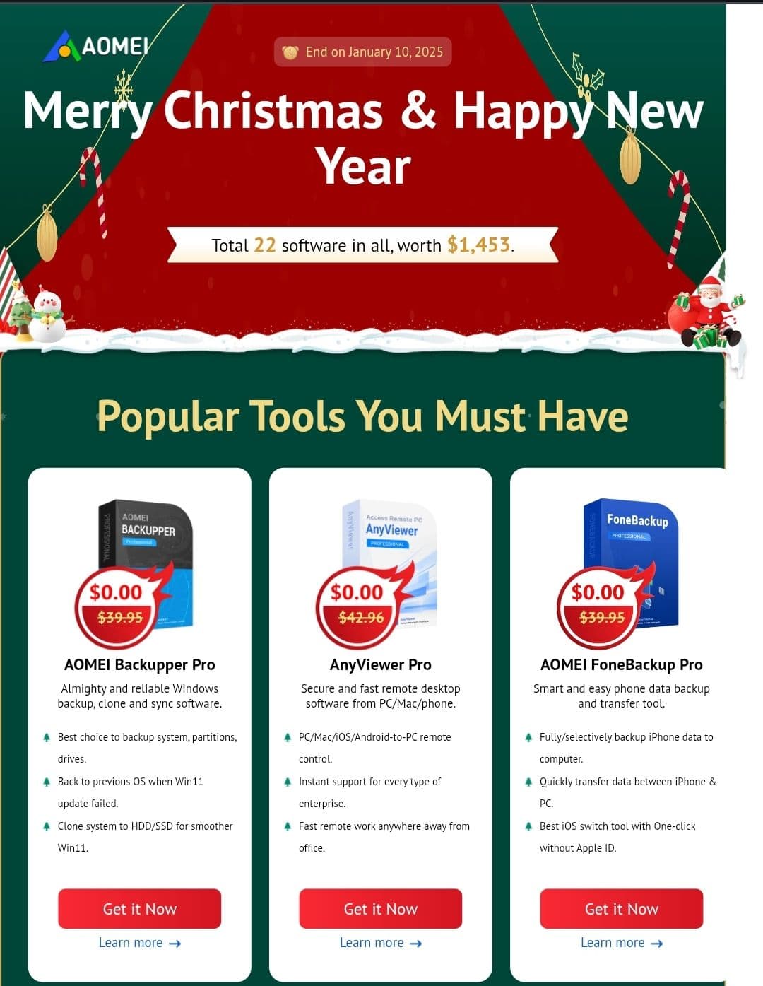 Δωρεάν 22 προγράμματα από  AOMEI (πχ. Backupper pro-Anyviewer pro-Fonebackup pro)