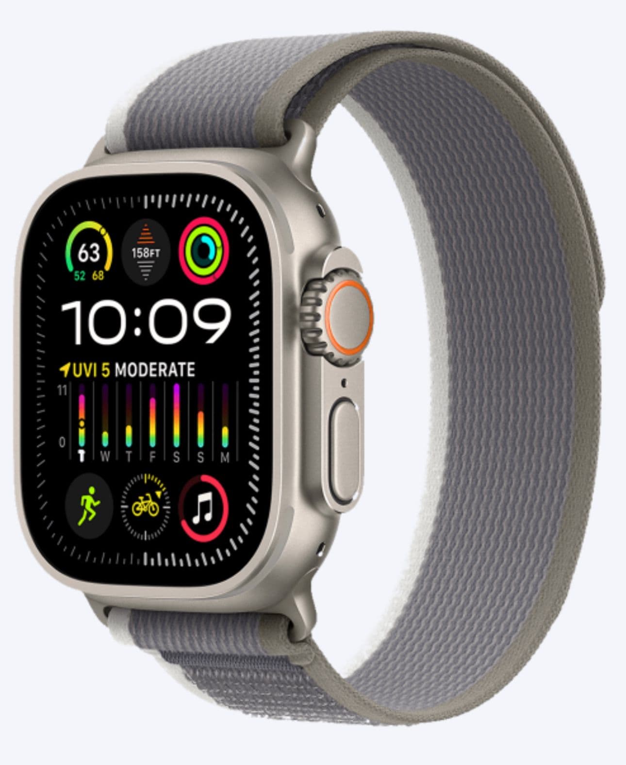 APPLE Watch Ultra 2 GPS + Cellular 49mm Titanium Case με Green/ Grey Trail Loop