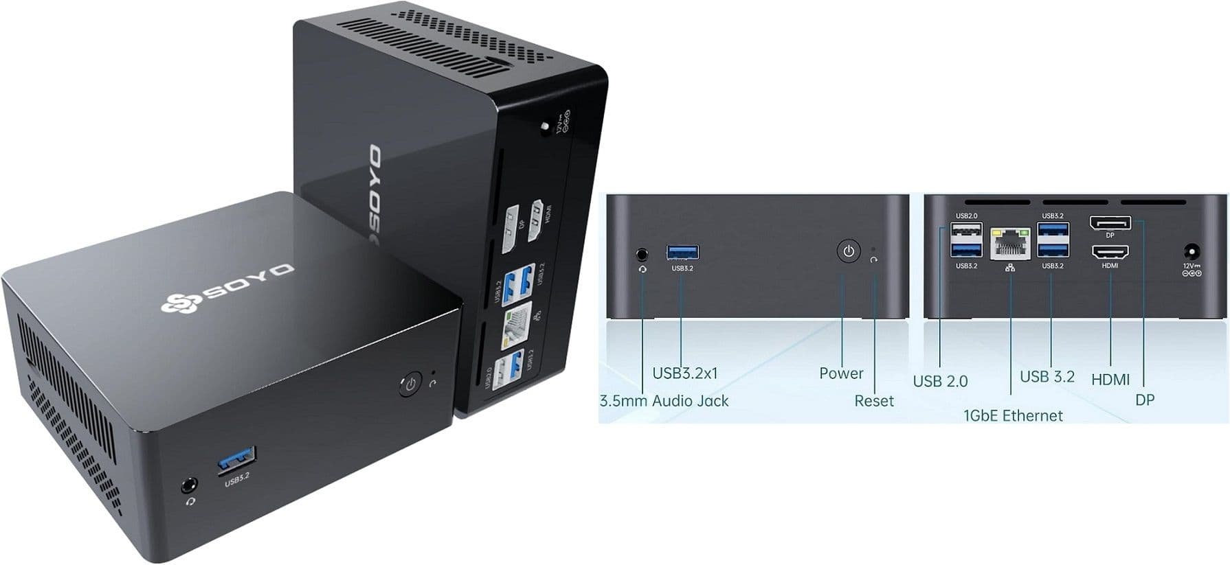 Mini PC SOYO M2 PLUS | Intel N100 | 16 GB RAM | 512 GB NVME SSD | Windows 11