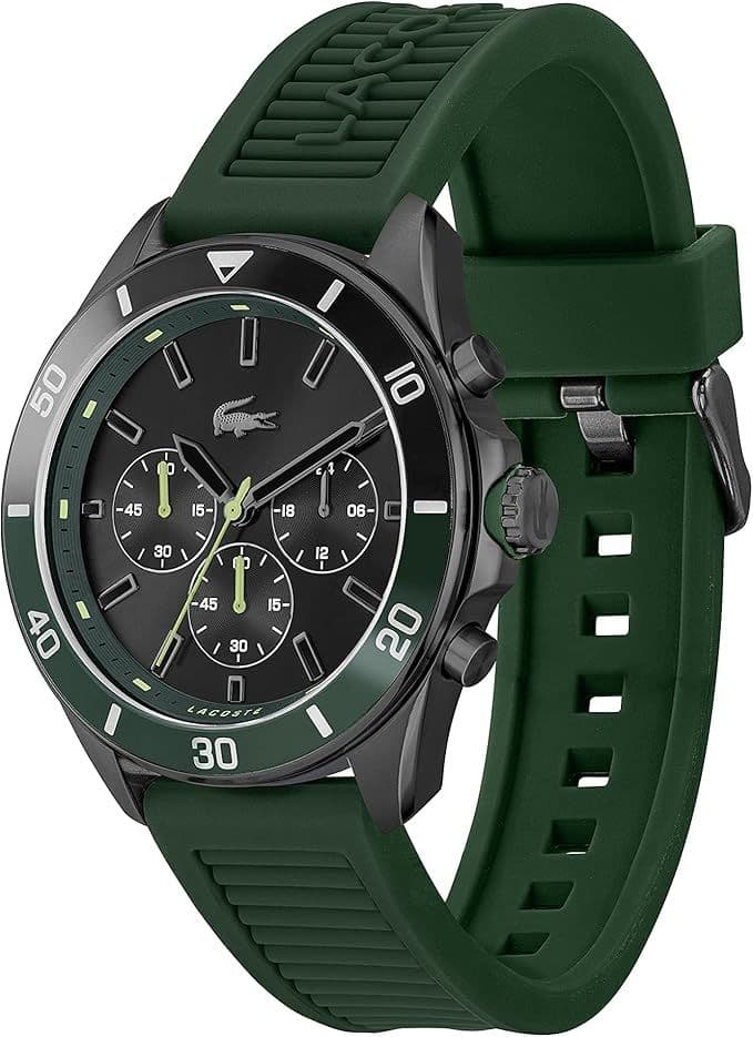 [Fashion Watch] Lacoste Tiebreaker Chrono Watch 2011153 [Quartz Chronograph Watch with Green Silicone Strap]
