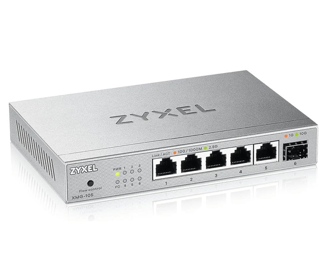 Zyxel 5-Port 2.5G Multi-Gig Unmanaged Switch | 1 x 10G SFP+ | Desktop or Wall Mount [XMG-105] 64.03€