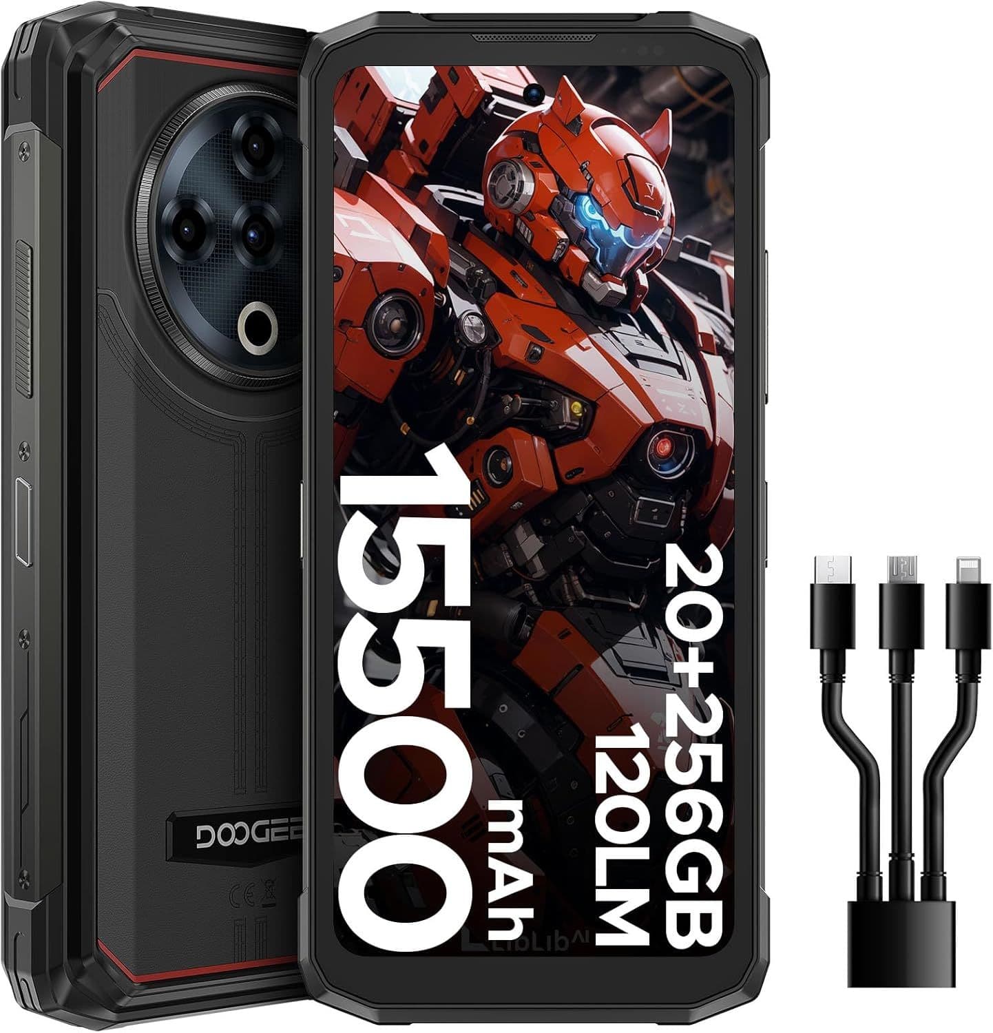 DOOGEE Fire 6 Power Rugged Smartphone (8GB+256GB, 15500mAh, Android 14, 4G)