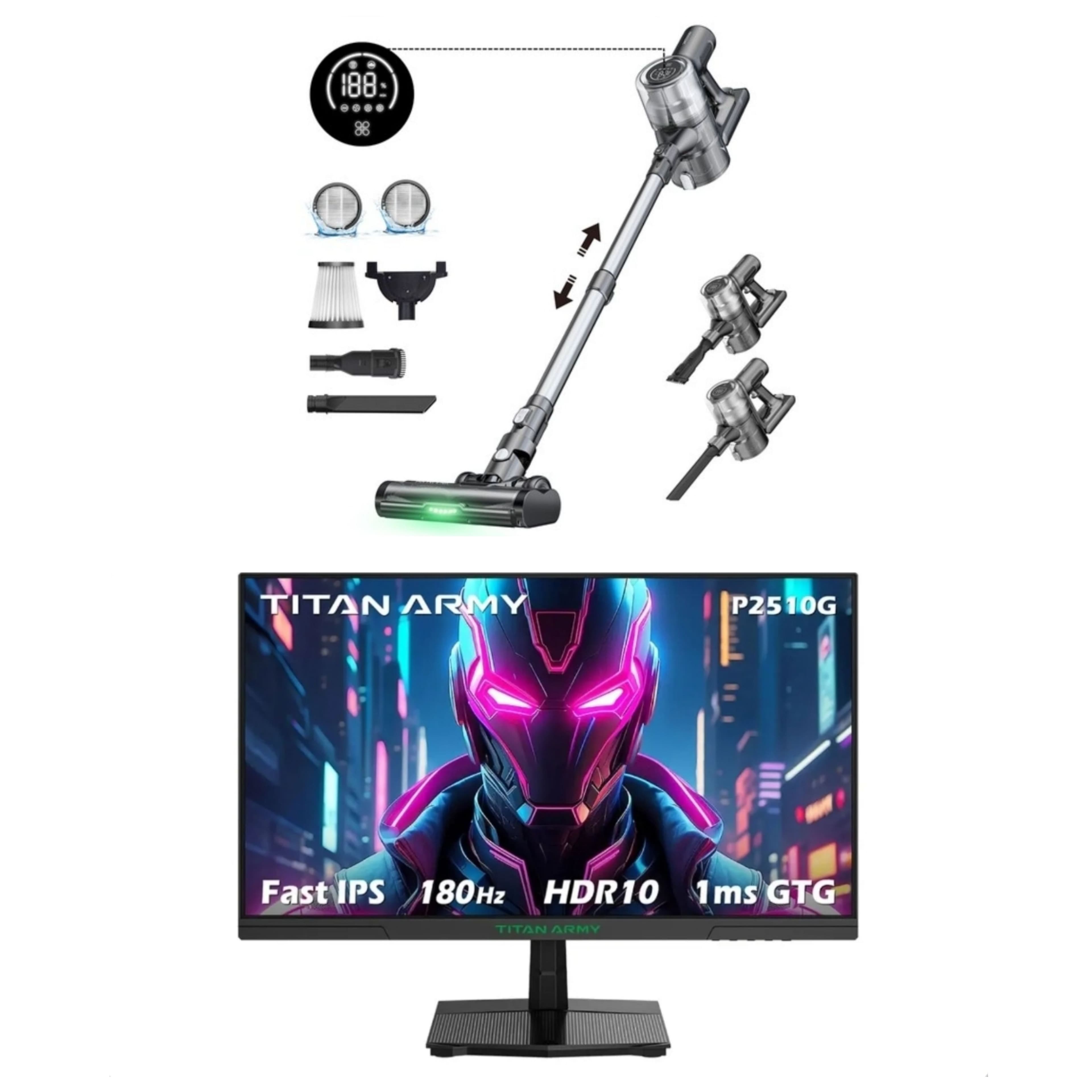 TITAN ARMY P2510G Gaming Monitor, 24.5'' 1920*1080 IPS Screen, 180Hz Refresh Rate 89.99€ //Proscenic P13 119.99€