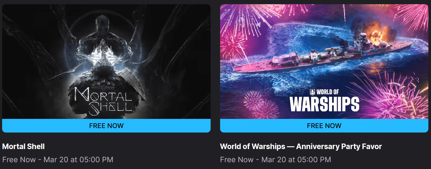 Δωρεάν τα Mortal Shell και World of Warships — Anniversary Party Favor (DLC) στο Epic Store