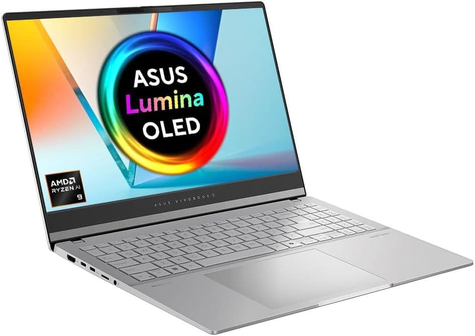 ASUS Vivobook S15 M5506UA 15.6" 3K 120Hz OLED Laptop (AMD Ryzen AI 9 365 , 32GB RAM, 1TB PCIe SSD, UK RGB Backlit Keyboard, Windows 11 Home)